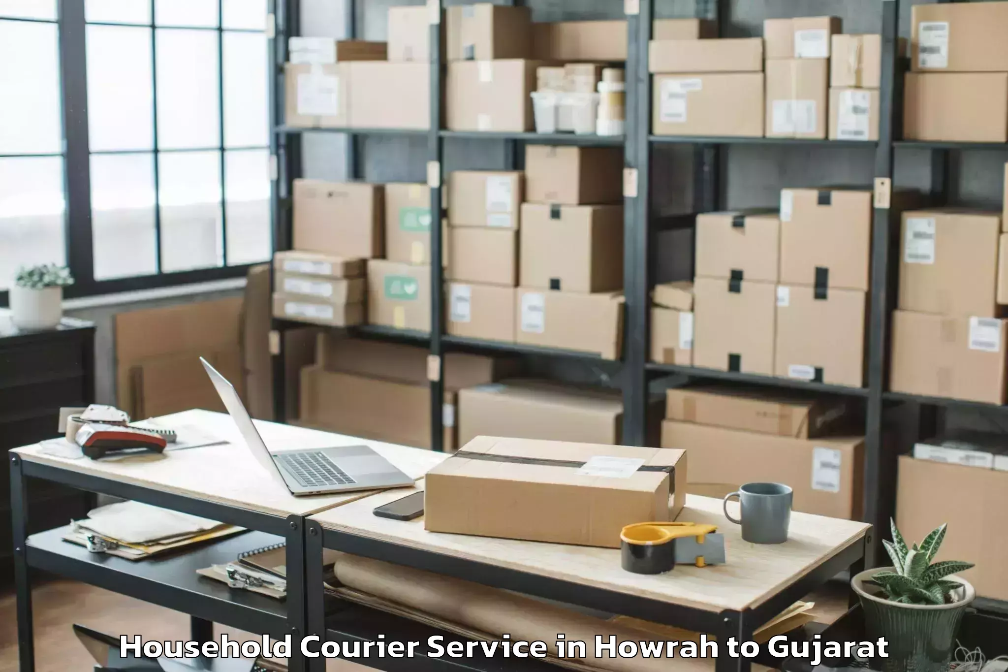 Easy Howrah to Malpur Household Courier Booking